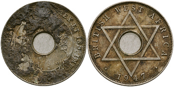 Британская Западная Африка 1/2 пенни 1947 H, Георг VI KM 18 медно-никель 25-1144