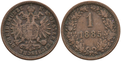 Австрия 1 крейцер 1885 Франц Иосиф (1848-1916) KM 2187 медь 4151-1257