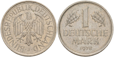 ФРГ 1 марка 1978 J KM 110, J. 385 медно-никель 4159-1143
