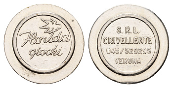 Италия, Верона жетон для равлечений Horlda qiochi диаметр 24 мм, вес 4,8 гр никель 4670-825