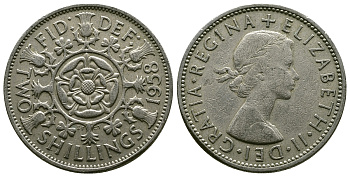 Великобритания 2 шиллинга (флорин) 1958 Елизавета II (1952-2022) KM 906, Spink 4146 медно-никель 4382-141