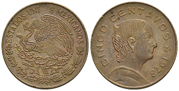 Мексика 5 сентаво 1973 Жозефа Ортис де Домингес KM 427 латунь 87-151