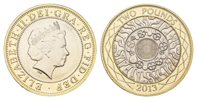 Великобритания 2 фунта 2013 Елизавета II (1952-2022) KM 994, Spink 4570 (K9) биметалл UNC 76-722