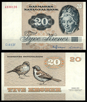 Дания 20 крон 1981 Pick 49 c (1) бумага UNC (пресс) 2198-13-2-2