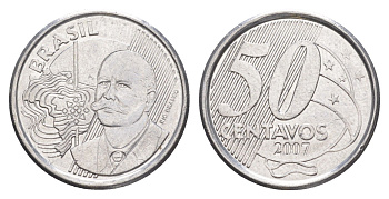 Бразилия 50 сентаво 2007 KM 651a нержавеющая сталь 4642-1144