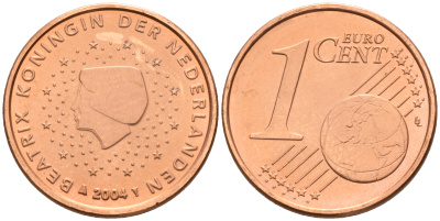 Нидерланды 1 евроцент 2004  КМ 234 сталь плакированная медью UNC   4160-1135
