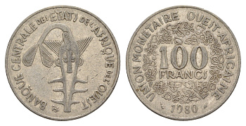 Западная Африка (BCEAO) 100 франков 1980 KM 4 никель 4619-311