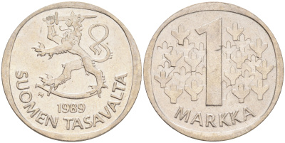 ФИНЛЯНДИЯ 1 МАРКА 1989 M KM 49а медно-никель 4556-823