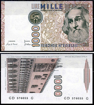 Италия 1000 лир 1982 Марко Поло, Дворец Дожей Pick 109a бумага UNC (пресс) 2195-19-2-2