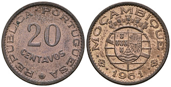 Мозамбик 20 сентаво 1961 KM 85 бронза 4147-661