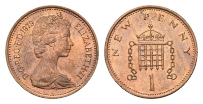 Великобритания 1 пенни 1979 Елизавета II (1952-2022) KM 915, Spink 4237 (B1) бронза UNC 4697-948