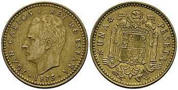 Испания 1 песета 1975 (79) Хуан Карлос I (1975-2014) KM 806 алюминиевая бронза 4138-1031