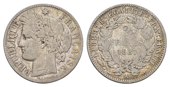 Франция 2 франка 1887 A KM 817 серебро 4656-215