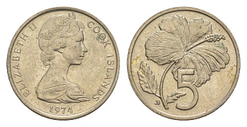 Острова Кука 5 центов 1974 KM 3 медно-никель UNC 4630-1042
