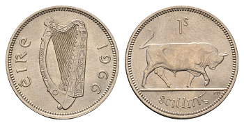 Ирландия 1 шиллинг 1966 бык KM 14a медно-никель UNC 4622-211