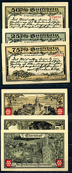 Кала (Тюрингия) полный набор из 3 нотгельдов (25, 50 и 75 пфеннигов) 1921 Mehl Grabowski 668.6b бумага 7555-58-4-2