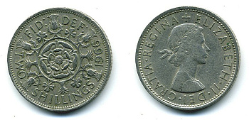 Великобритания 2 шиллинга (флорин) 1966 Елизавета II (1952-2022) KM 906, Spink 4146 медно-никель 4110-1523