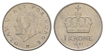 Норвегия 1 крона 1981 Улаф V (1957-1991) KM 419 медно-никель 4635-716