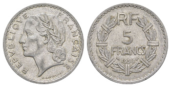 Франция 5 франков 1950 KM 888b.1, Le Franc 339 алюминий 4185-315