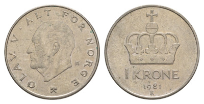 Норвегия 1 крона 1981 Улаф V (1957-1991) KM 419 медно-никель 4635-716