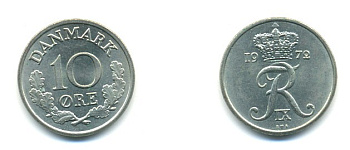 ДАНИЯ 10 ЭРЕ 1972 S; S, ФРЕДЕРИК IX (1947-1972) KM 849.2 медно-никель 80-814