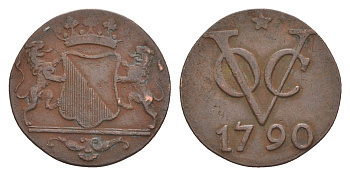 Голландская Ост-Индия (Нидерландская Восточная Индия) 1 дуит 1790 KM 111.1 медь 4659-131