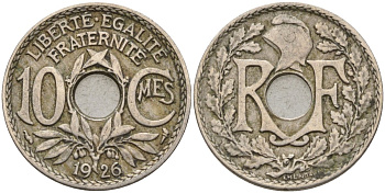 Франция 10 сантимов 1926 KM 866a, Le Franc 138.3 медно-никель 4143-943