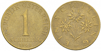АВСТРИЯ 1 ШИЛЛИНГ 1963 KM 2886 алюминиевая бронза 77-1012