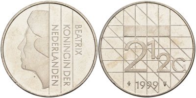 Нидерланды 2 1/2 гульдена 1999 Беатрикс (1980-2013) KM 206 никель 4593-744