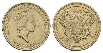 Великобритания 2 фунта 1986 Елизавета II (1952-2022), XIII Игры Британского Содружества KM 947, Spink 4311 (K1) никель латунь UNC 3996-512