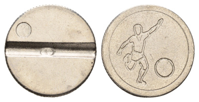 Италия телефонный жетон - футболист диаметр 23,5 мм, вес 5,3 гр никель 4670-547