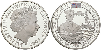 Джерси 5 фунтов 2005 Адмирал Горацио Нельсон KM 127 серебро PROOF 11-170-31
