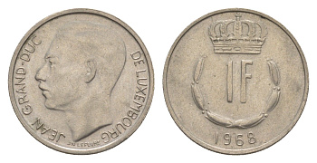 Люксембург 1 франк 1968 Герцог Жан (1964-1999) KM 55 медно-никель 4643-536