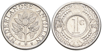Нидерландские Антилы 1 цент 1993 Беатрикс (1980-2013) KM 32 алюминий 4169-312