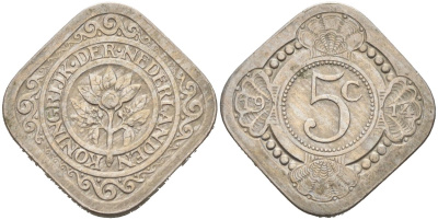 Нидерланды 5 центов 1914 Вильгельмина (1890-1948) KM 153 медно-никель 4575-841