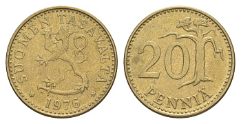 Финляндия 20 пенни 1976 KM 47 алюминиевая бронза 4648-422