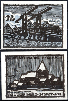 Шван (Мекленбург-Шверин) 25 пфеннигов 1922 Mehl Grabowski 1203.2-2/3 бумага UNC (пресс) 7555-55-2-2