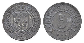 Ванген-им-Алльгой 5 пфеннигов 1918 Funck 572.4, Men05 26036.5, Men18 32755.5 цинк 1528-921