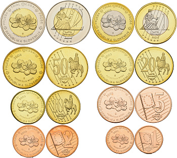 Словения набор из 8 монет  2003 европробники, большой формат  биметалл  UNC  1-6-1-22