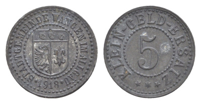 Ванген-им-Алльгой 5 пфеннигов 1918 Funck 572.4, Men05 26036.5, Men18 32755.5 цинк 1528-921