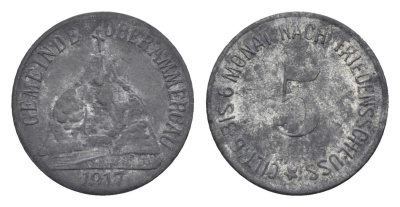 Обераммергау 5 пфеннигов 1917 Funck 387.1, Men18 24284.1 цинк 4516-519
