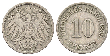 Германия 10 пфеннигов 1899 A KM 12, J. 13 медно-никель 4701-1114