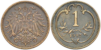 АВСТРИЯ 1 ГЕЛЛЕР 1902 АВСТРО-ВЕНГЕРСКАЯ ИМПЕРИЯ KM 2800 бронза 201-316