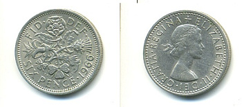 Великобритания 6 пенсов 1966 Елизавета II (1952-2022) KM 903, Spink 4149 медно-никель 23-857