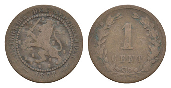 Нидерланды 1 цент 1878 Виллем III (1849-1890) KM 107 бронза 58-118