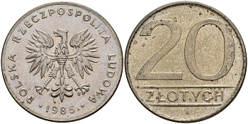 Польша 20 злотых 1985 MW Y 153.1 медно-никель 4187-632
