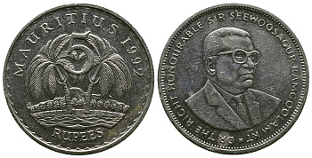 Маврикий 5 рупий 1992 Сивусагур Рамгулам KM 56 медно-никель 4381-245