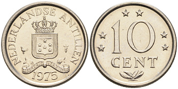 Нидерландские Антилы 10 центов 1975 Юлиана (1948-1980) KM 10 никель 4169-342