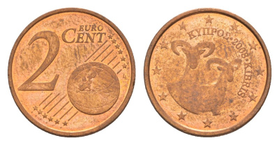 Кипр 2 евроцента 2008 KM 79 сталь плакированная медью 4630-463