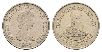 Джерси 5 пенсов 1985 башня Сеймур, Елизавета II (1952-2022) KM 56.1 медно-никель 4656-1132